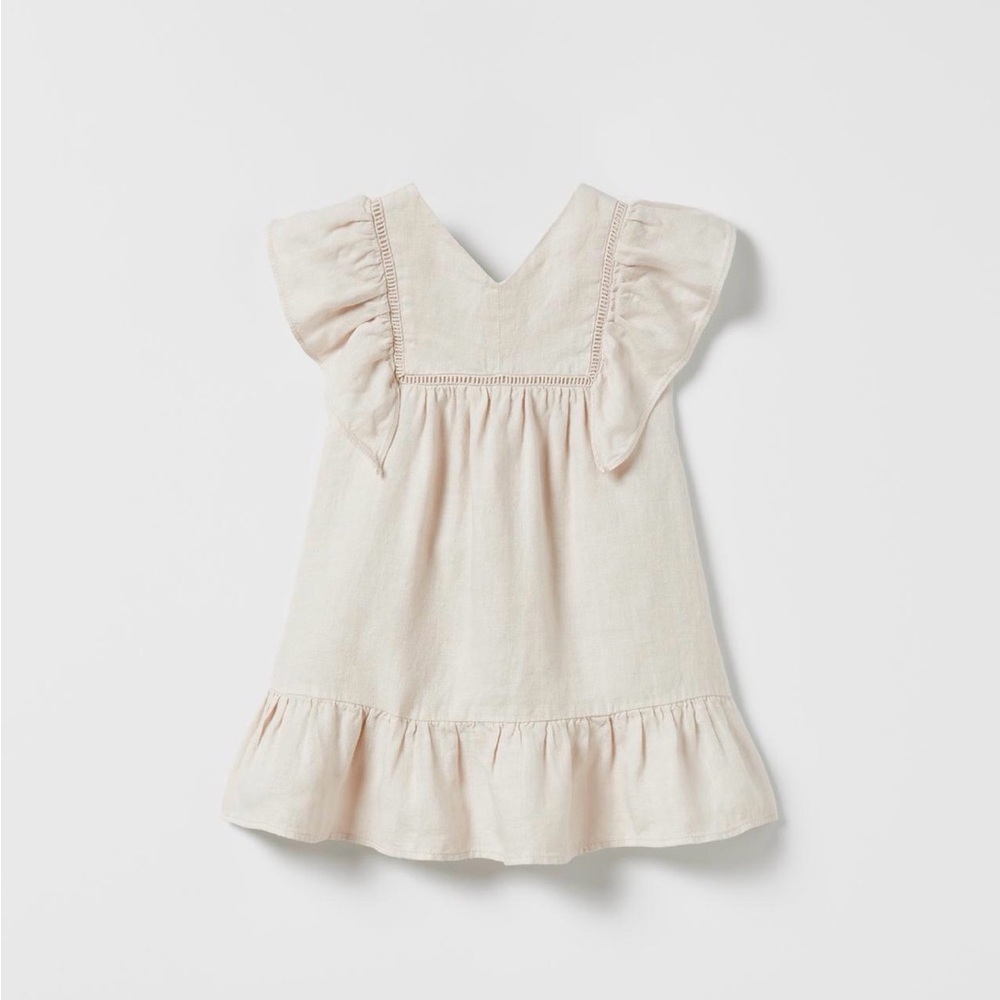 Zara Cream Ruffle Kids Dress